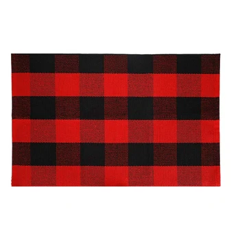 

Plaid Rug - Checkered Indoor/Outdoor Rug ,for Front Porch/Kitchen/Laundry Room Welcome Layered Rug (23.6 Inch X35.4 Inch, Red an