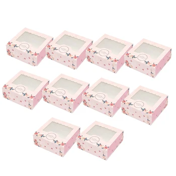 

10PCS Cupcake Egg Tart Box with Clear Window Mooncake Box Snow Mei Niang West Point Packaging Box Decorative Supplies