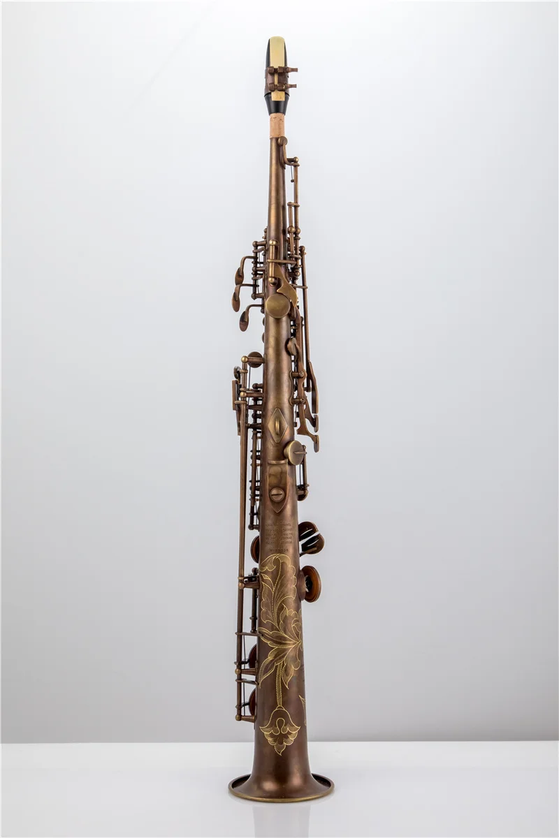 Made in France Mark VI Brass Straight Soprano Sax Saxophone Bb B Flat Woodwind Instrument Natural Shell Key Carve Pattern