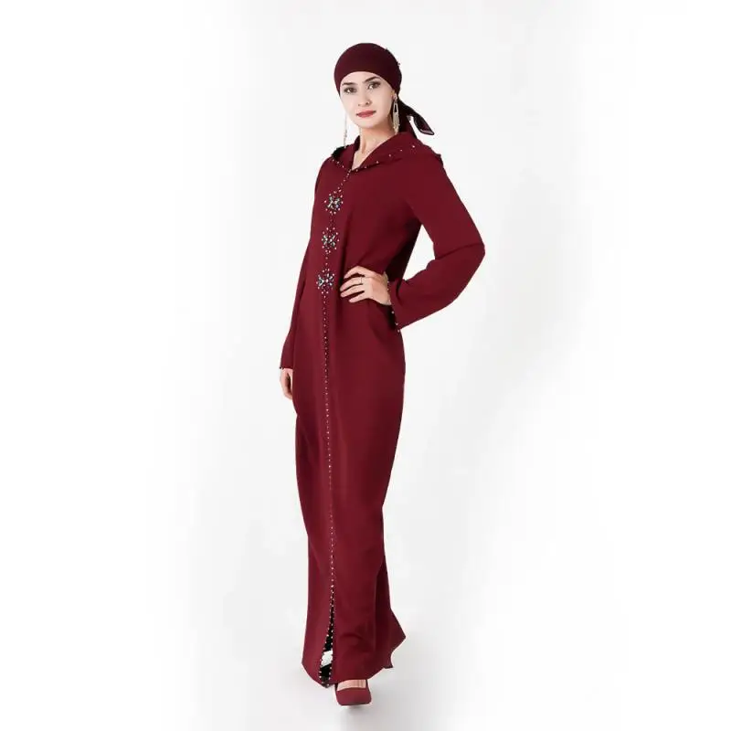 Женское Макси длинное винтажное платье с длинным рукавом, большие размеры, со стразами, кафтан, марокканская мусульманская одежда, платье длиной до пола