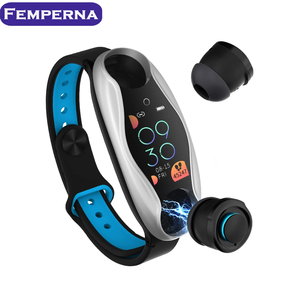 

Femperna LT04 Alloy Smart Watch Men Women Bluetooth Headphones Heart Rate Blood Pressure Monitor BT 5.0 Waterproof for Android IOS