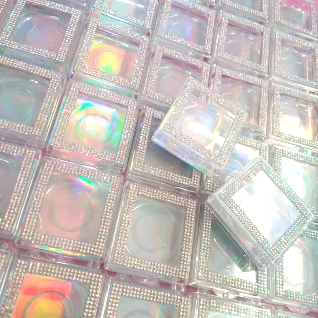 Caixa de cílios de plástico por atacado embalagem de cílios de diamante retângulo 5d cílios