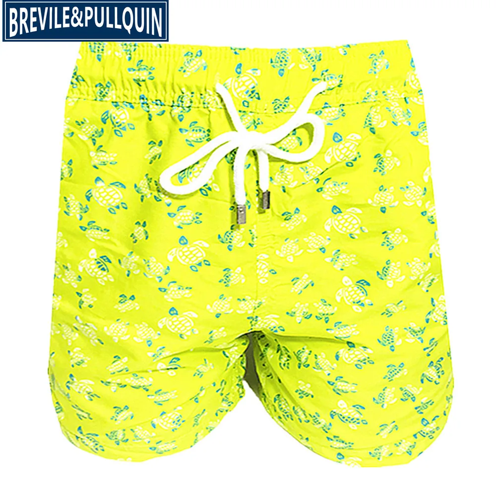 Brand Fashion Brevile pullquin Beach Board Shorts Men Turtles Swimwear Bermuda Quick Dry Adults Swimtrunks M L XL XXL - Цвет: B