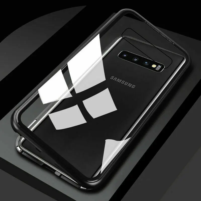 Для samsung Galaxy S10 Plus S10E S10 Магнитная Адсорбция металлический бампер чехол прозрачное закалённое стекло задняя крышка