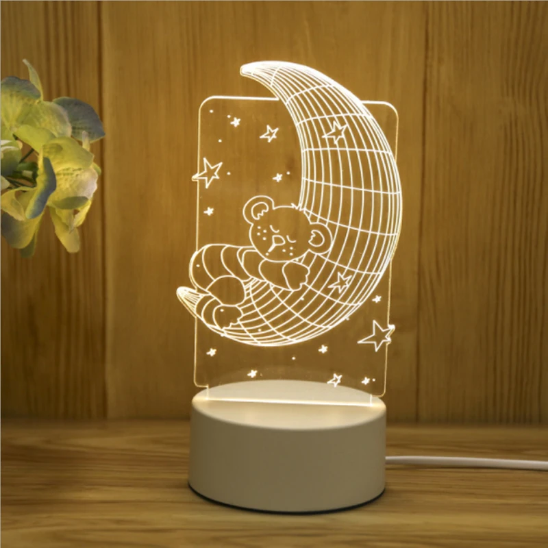 

Moon bear 3D New Acrylic stereo Night light Small table Lamp Bedside lamp LED Light Gift Birthday festival children decorate