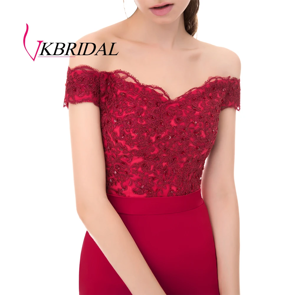 VKBRIDAL платья для подружки невесты, украшенные бисером для пригласительные на свадьбу новые кружевные аппликации Формальные платье русалки халат hond'honneur