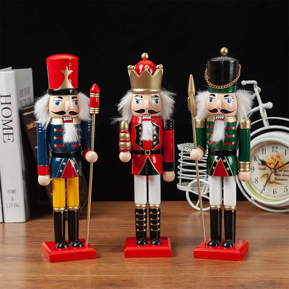 30 CM Wooden Nutcracker Soldiers Doll Christmas Ornament Soldier Puppet Decoration Home Office Decor Christmas Gift Toy