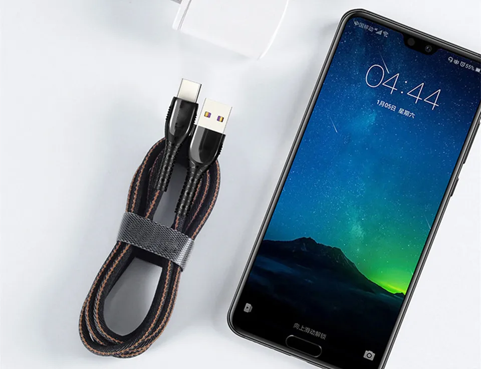 Светодиодный светильник USB кабель type C 5A Быстрая зарядка для huawei xiaomi samsung прочный Quick Charge QC 3,0 зарядный кабель джинсовый коврик