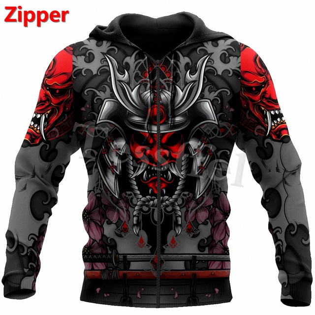 Tessffel Japan Samurai Tattoo 3D Printed New Men's Sweatshirt Harajuku Zipper Hoodie Casual Unisex Jacket Pullover Style-32 4