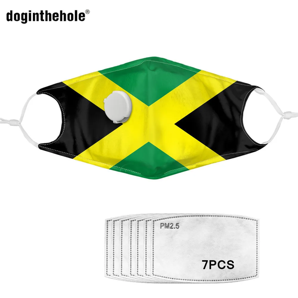 

Doginthehole Jamaica Flag Print Anti Flu Breath Valve Mouth Muffle Fog/haze Dust Proof Washable Elasticity Mascherinet Mask