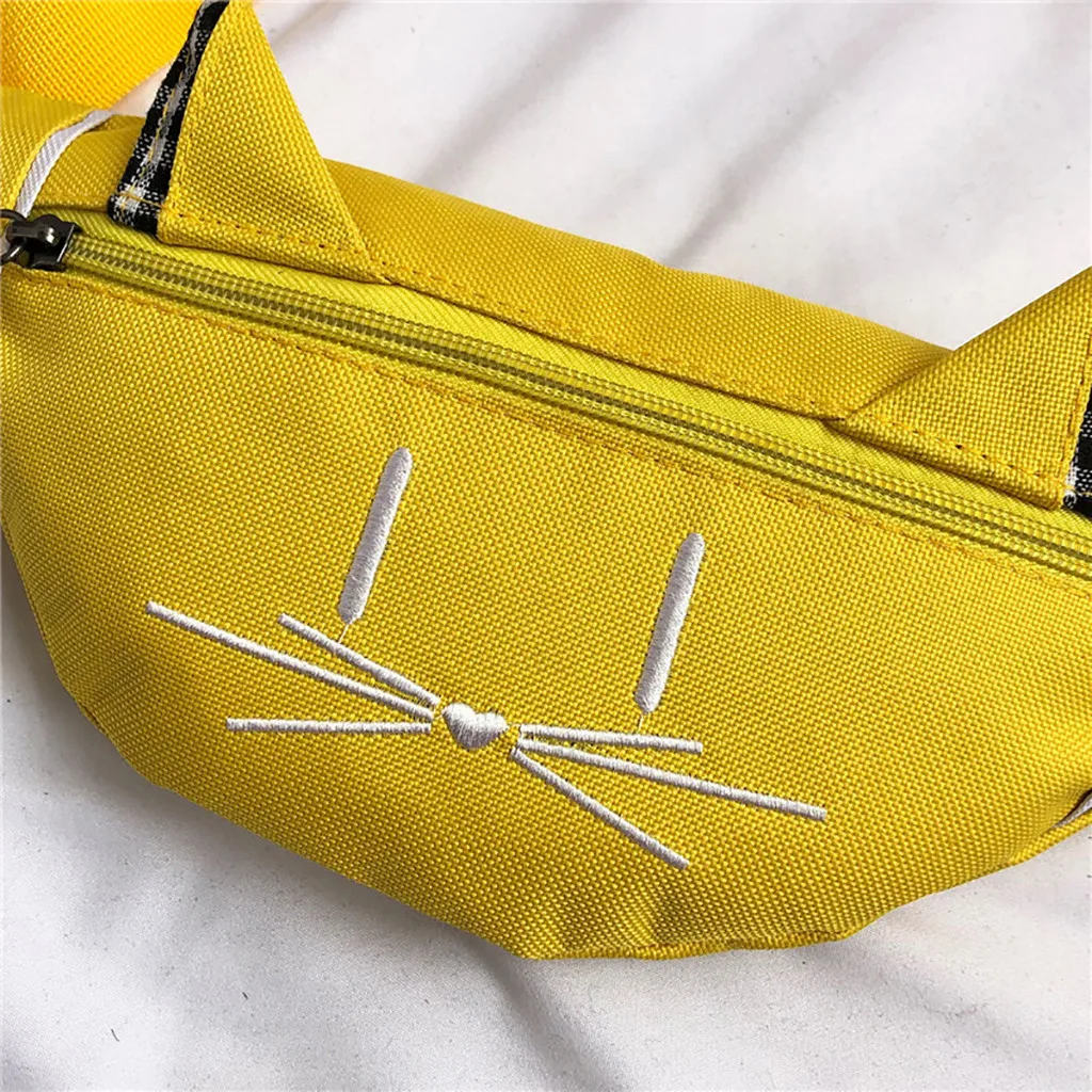 Женская мини-поясная сумка с милыми кошачьими ушками, с принтом nerka, модный нагрудный тканевый Карманный ремень для денег, Женская поясная сумка