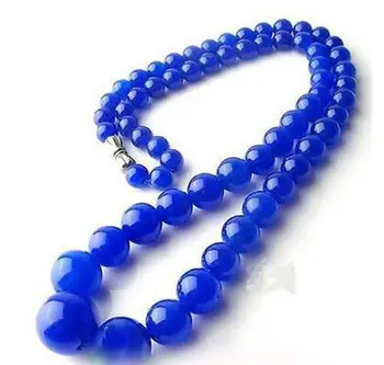 

Livraison rapide collier de perles rondes bleues 6-14 MM 17.5 "nouveau (A0325)