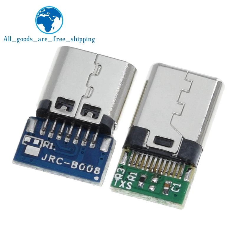 10PCS USB 3.1 Type-C Connector 12 24 Pins Female/Male Socket Receptacle Adapter to Solder Wire & Cable 24 Pins Support PCB Board