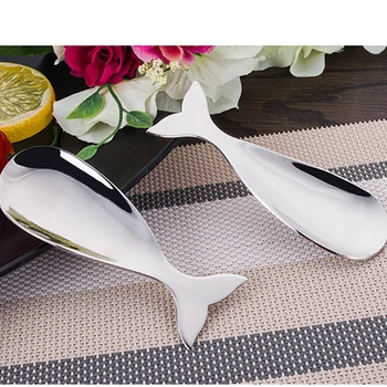 

1Pair Whale Shaped Stainless Steel Grapefruit Fruit Dessert Ice Cream Spoons Pitaya Kiwi Metal Scoop Kitchen Tools