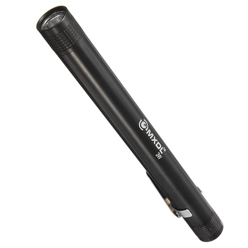 

14cm MXDL 3W LED Mini Pen Torch Flashlight 2xAAA Battery Torch With Belt Clip Accessory