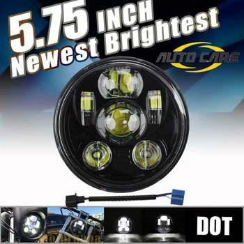 

Black 5-3/4" 5.75 Round LED Headlight Hi-Lo Motorcycle Fit For Harley Davidson