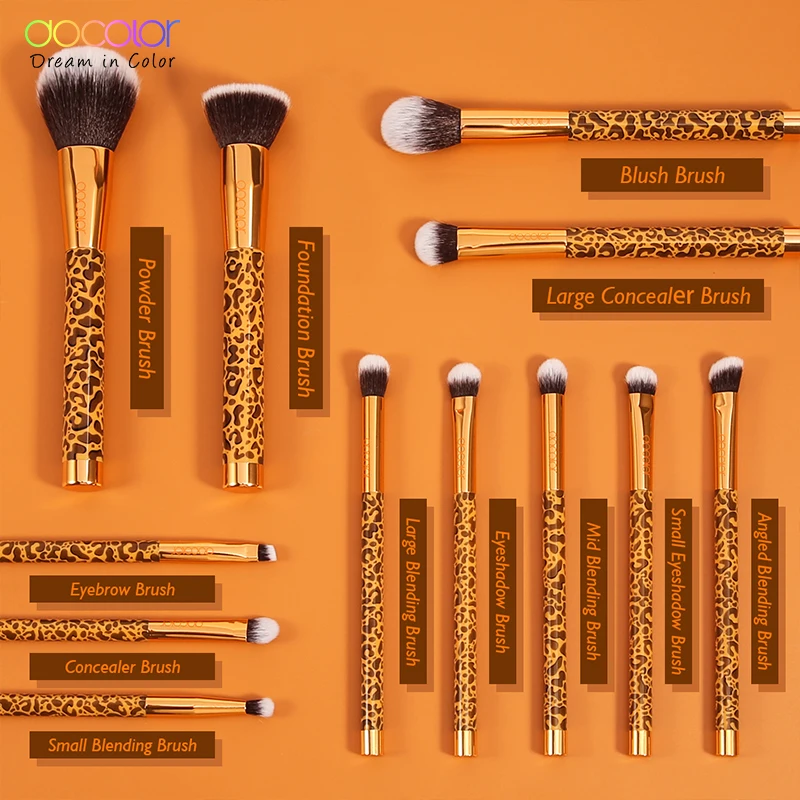 Pincéis de Maquiagem Escova de Maquiagem Docolor Cosméticos Fundação Sombra Compõem Escovas Conjunto Cabelo Sintético 12 Pçs pó 4 Cheap Aplicador de sombra