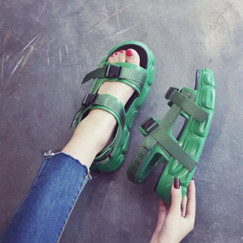 

Women Platform Sandals Buckle Design Outdoor Training Sandals Women Thick Sole Beach Sandals Running Shoes