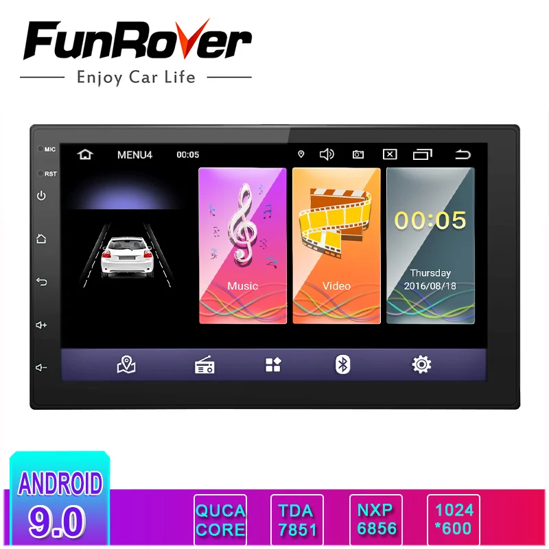 Funrover 2 Din Android 9 0 универсальный автомобильный Радио dvd плеер для Nissan/Xtrail/Tiida/Hyundai/KIA