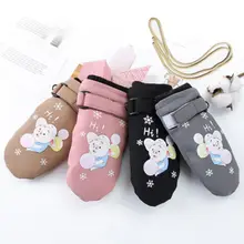 Детские лыжные перчатки; зимние утепленные детские ветрозащитные перчатки с рисунком для мальчиков и девочек