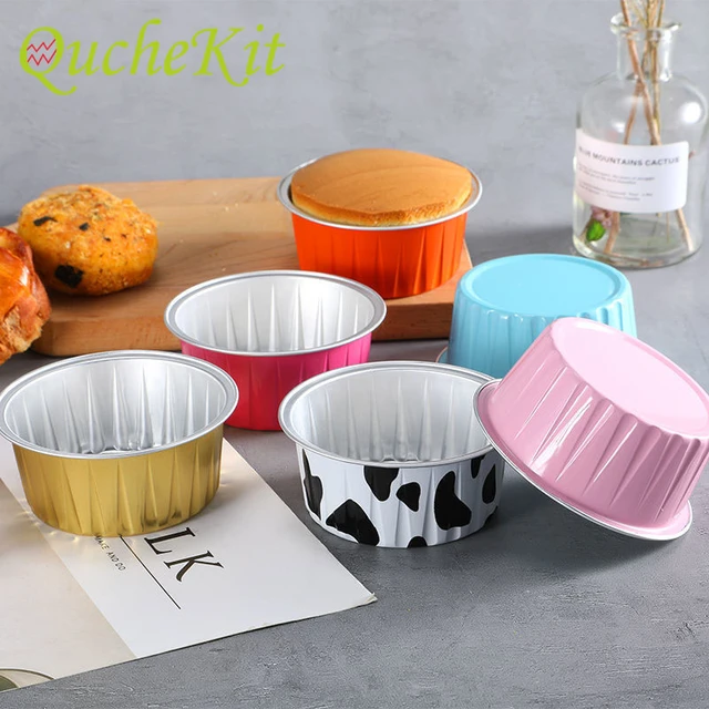 10 pcs Disposable Mini Loaf Pans With Lids Aluminum Foil Narrow Cake Pans  Rectangle Cupcake Baking Cups 6.8Oz - AliExpress