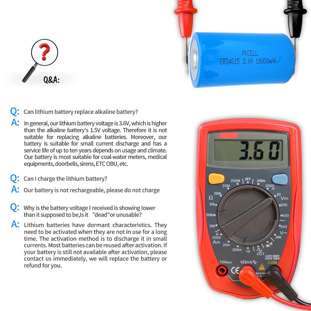 2 шт./лот Li SOCl2 26500 ER26500 3 6 V 9000mAh C размер батареи литий первичный аккумулятор 9A|battery