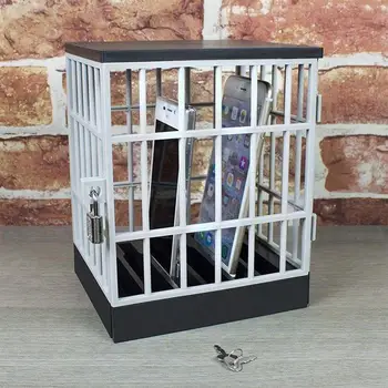 

Mobile Phone Jail Cell Prison Lock Up Safe Smartphone Home Table Office Gadget quality Storage Box Locking Cage Party Storage