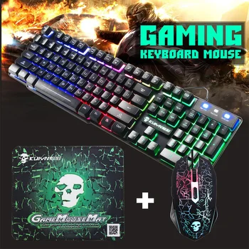 

Wired Gaming Keyboard Mouse Set Home Rainbow Backlight Combo For PC Laptop USB Stylish Durable Ergonomic Office Desktop