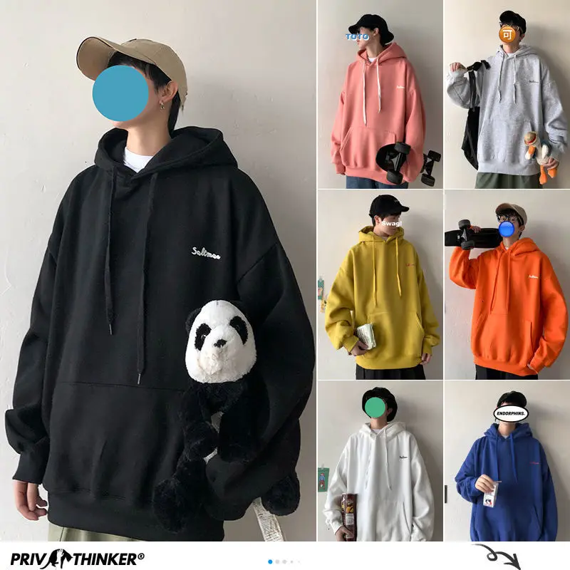 Privathinker Autumn Men's Solid Color Hoodies Harajuku Letter Printed Man Loose Sweatshirts Men Oversized Hooded Pullovers Privathinker Autumn Men's Solid Color Hoodies Harajuku Letter Printed Man Loose Sweatshirts Men Oversized Hooded Pullovers