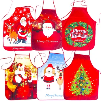 

Christmas Apron Santa Claus Kitchen Aprons Home Cooking Baking Cleaning Sleeveless Apron 60*80cm Navidad New Year Xmas Gifts