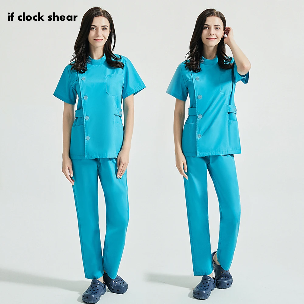 

Men Women Pet Grooming Agency Work Clothes Scrub Blouse Scrub Pantss with Pocket Short Sleeve Lab Beauty Uniform Spa Uniform