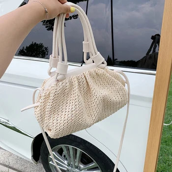 

Straw Woven Cloud Bags For Women 2020 Summer Seaside Holiday Handbag Shoulder Bag Fashion Woven Beach Crossbody Bag Female