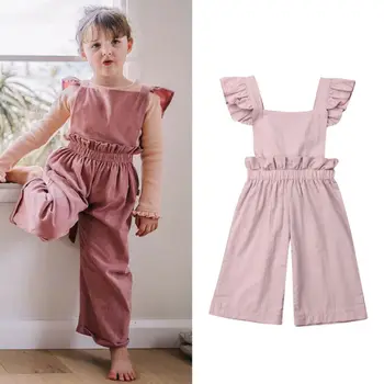 

2020 Summer Toddler Baby Girl Clothes Sleeveless Solid Ruffle Romper Jumpsuit Overall Sweet Baby Girls NEW One-Piece Outfit Set