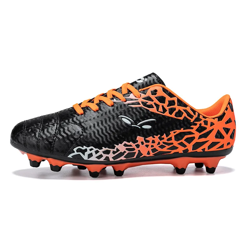 

Men Women Football Soccer Boots Athletic Shoes New Leather Big Size High Top Cleats Training Sneakers Children Comfortable