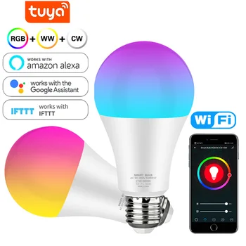 

Wifi Smart Light Bulb RGB Light E27 B22 RGB LED Bulb Dimmable Alexa Compatible Tuya Smart Life APP Google Function Magic Bulb