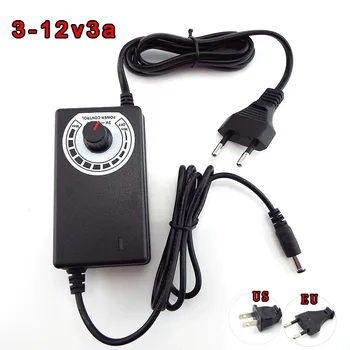 

Universal Adaptor 3V-12V 3A AC to DC Adjustable Power Supply Transformer Electric Charger For CCTV LED Strip Light EU US Plug