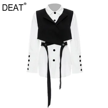 

DEAT 2020 new spring and summer fashion women clothing turn-down collar shirt single breasted and cross Vest set WK48401L