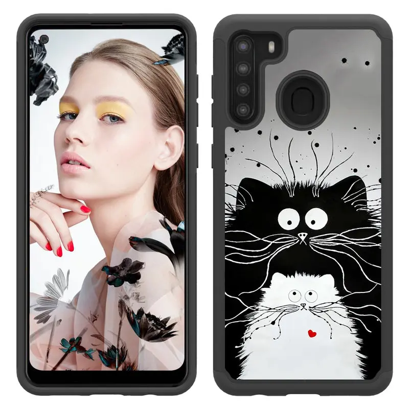 

Case For Samsung Galaxy A21 Silicon Shockproof Phone Case For Samsung Galaxy A 21 A11 Fashion Colored Painted Hard PC Back Cover