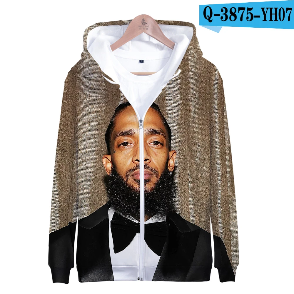 Aikooki Горячая Певица Nipsey Hussle толстовки для мужчин и женщин с капюшоном стойки в средней молнии Толстовка для мужчин s Hoody polluverers - Цвет: Color  4