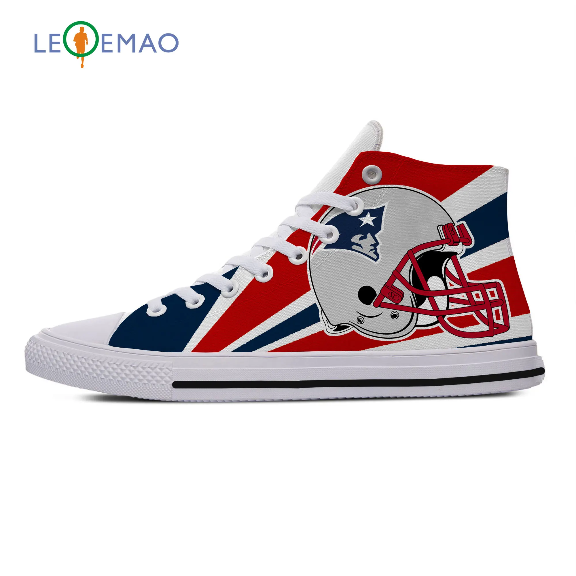 

Customized Patriots Casual Canvas Shoes Independent Design New England Fans Style Male Breathable Custom of White Shoes