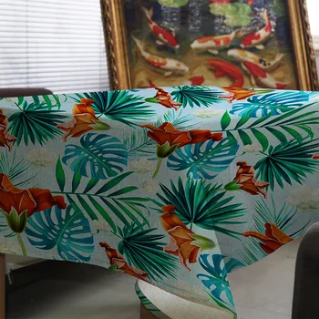 

Waterproof Tablecloth Hotel Table Tablecloth Tropical Palm Leaves Linen Polyester / Cotton Rectangle Garden Printed Pastoral
