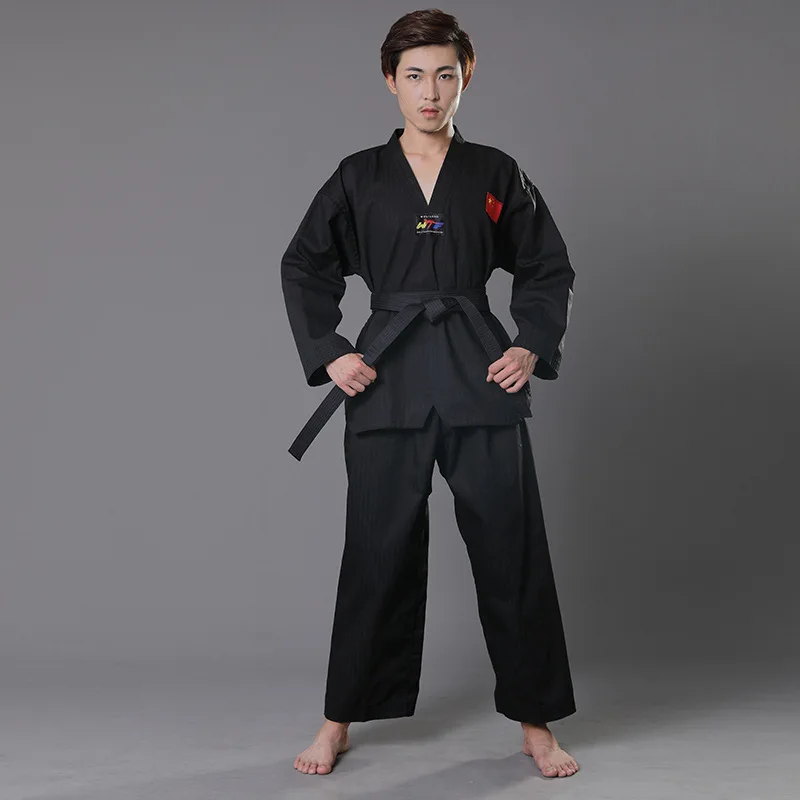 

Professional Black Karate Uniform with Waistband Belt Taekwondo Suit For Adult Children Women Men Kung Fu Training Gym Clothes