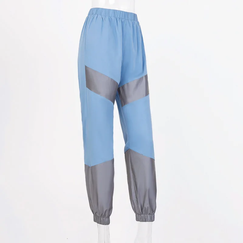 Reflective Loose Harem Women Fashion Pink Patchwork Sweatpants Hip Hop Pants Harajuku Female Loose Dancing Trousers Plus Size