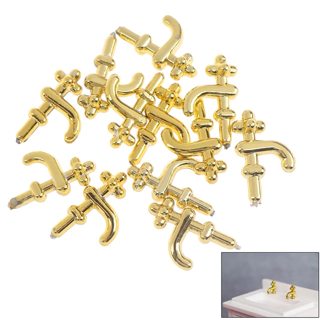 12pcs/set 1:12 Miniature Gold Color Metal Water Tap Faucet For Dollhouse Bathroom Kitchen Accessories Dollhouse Miniature Faucet 2