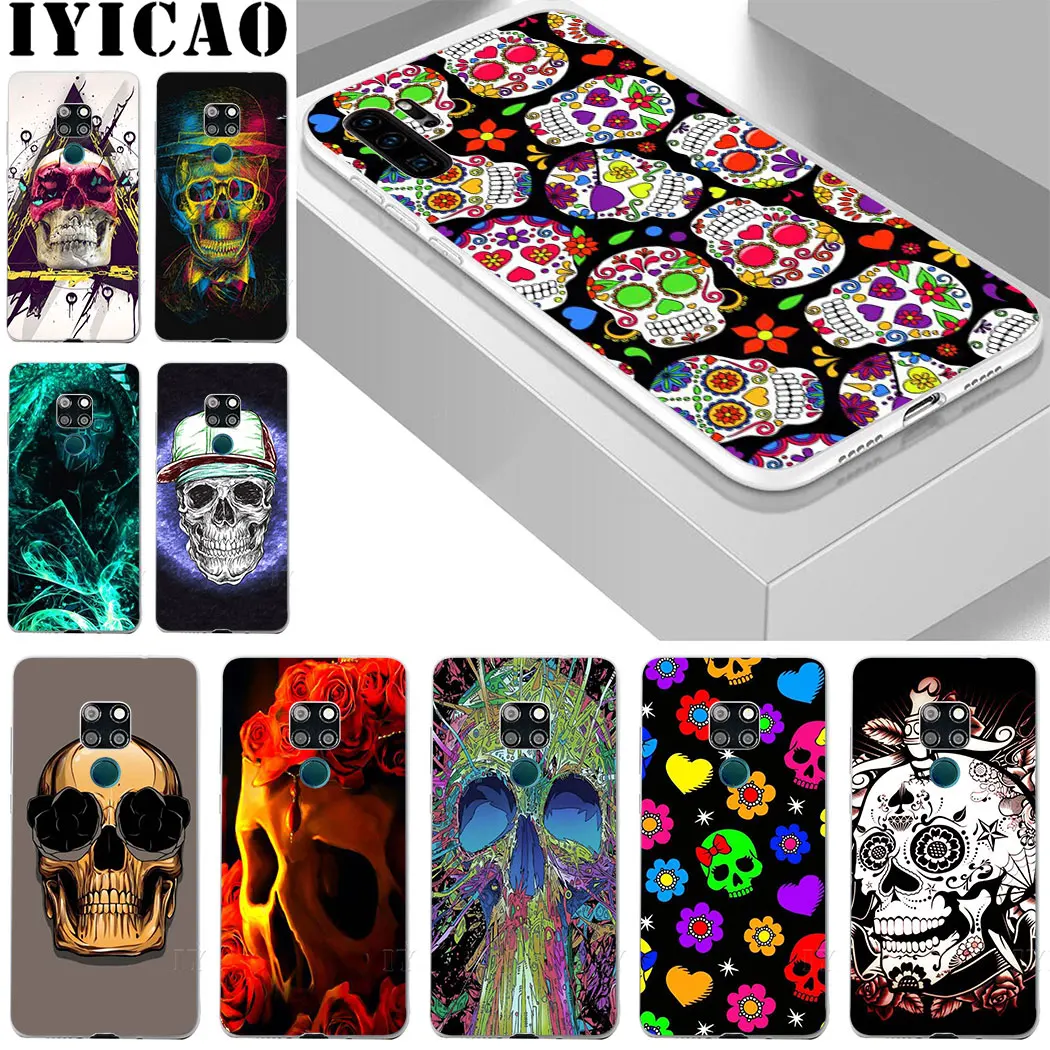 Ретро Стиль цветок череп huawei Коврики 20 10 30 Lite рro Y9 2019 Y7 Y6 Prime 2018 2017 крышка чехол для