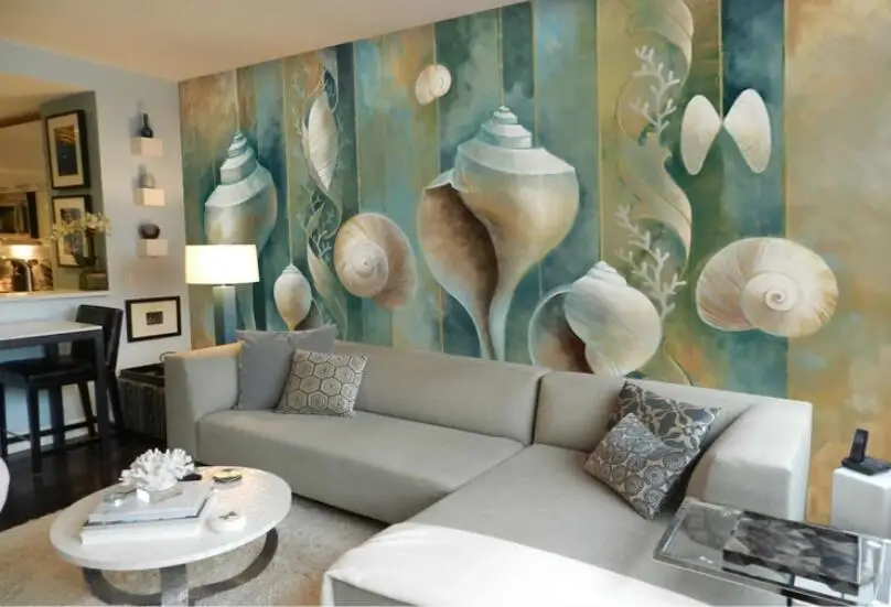 Высококачественные стильные обои CJSIR с синими раковинами свежими фонариками