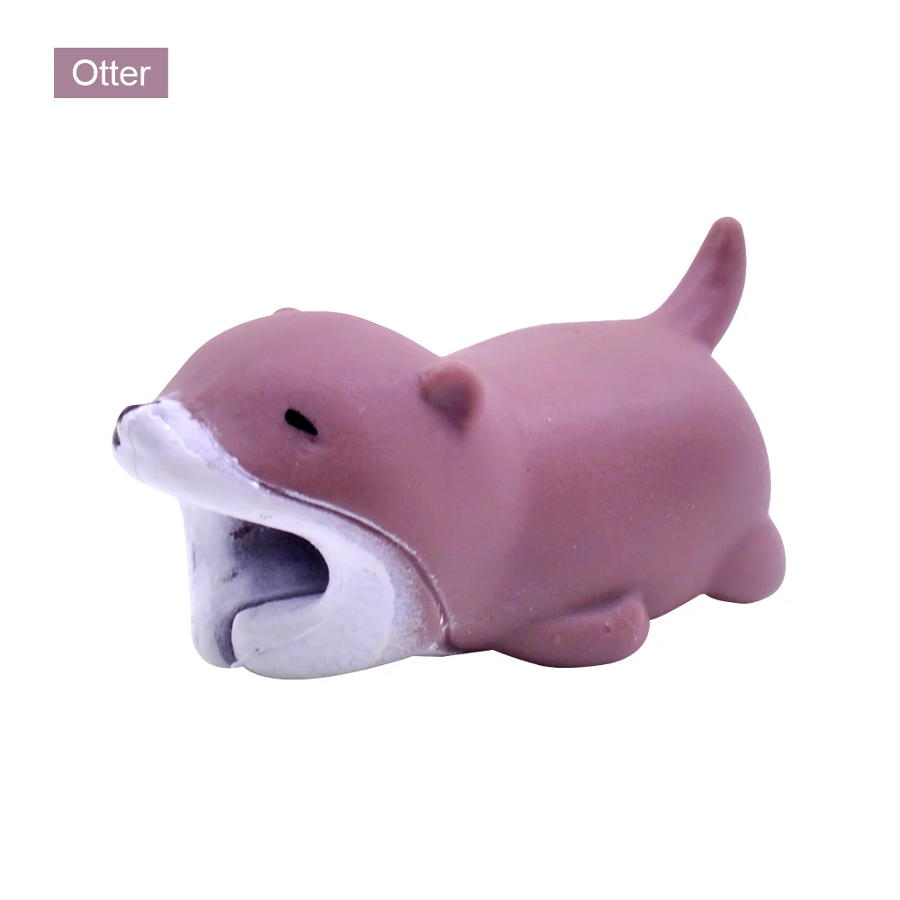 Otter CHIPAL Симпатичные укусы животных кабель протектор для iPhone Дата-кабель USB Winder Chompers мультфильм кукла модель укуса Органайзер держатель для телефона - Цвет: Otter