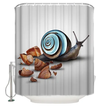 

Animal Snail Art BeautifulWaterproof Bathroom Shower Curtain Modern Household Shower Curtain