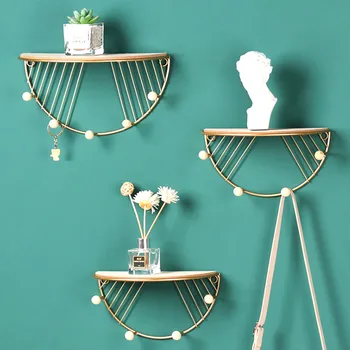 

Wall Mounted Storage Rack Metal Wire Hook Up Organizer Shelf Home Decor Small Ornaments Bedroom Living Room Display Rack Artwork
