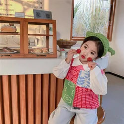 2022 primavera meninas colete de malha crianças sem mangas camisola outono bebê menina dos desenhos animados knited colete 1 7year coreano crianças tricô topos
